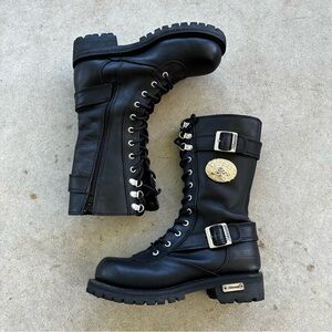Xelement X29409Black 'Fury' 12-Inch Lace-Up Motorcycle Boots Women’s Size 7.5
